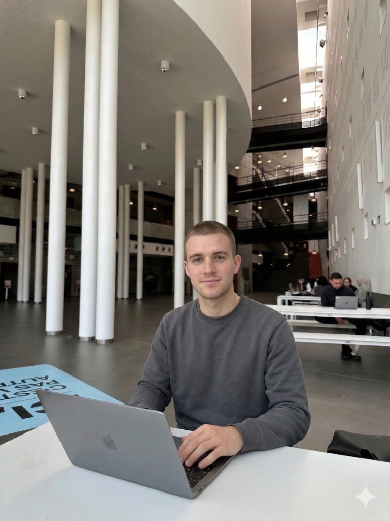 Étudiant au travail dans un espace moderne